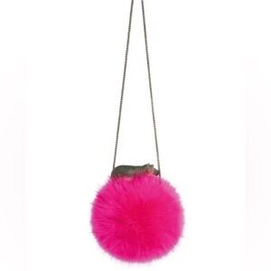 ***BRAND NEW*** Laurence & Chico Hippo Pink Fluffy Pom Pom Bag